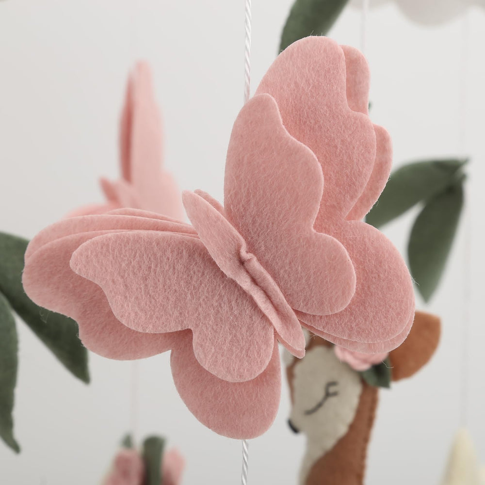 Generic Deer Baby Mobile handcrafted in soft felt with meticulous stitching for cozy nursery decor.