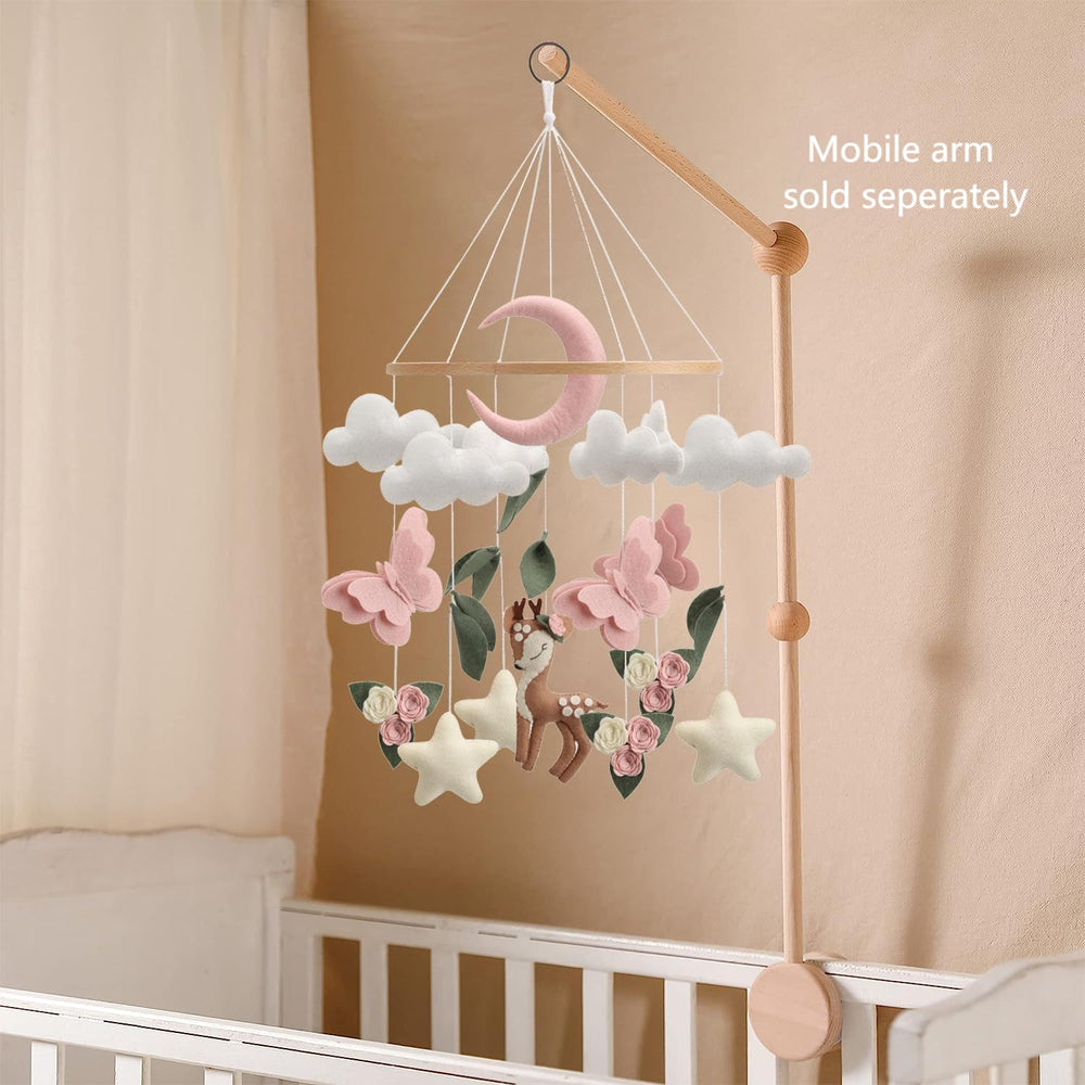 Generic Deer Baby Mobile easily attaches to a music box for gentle playtime moments.