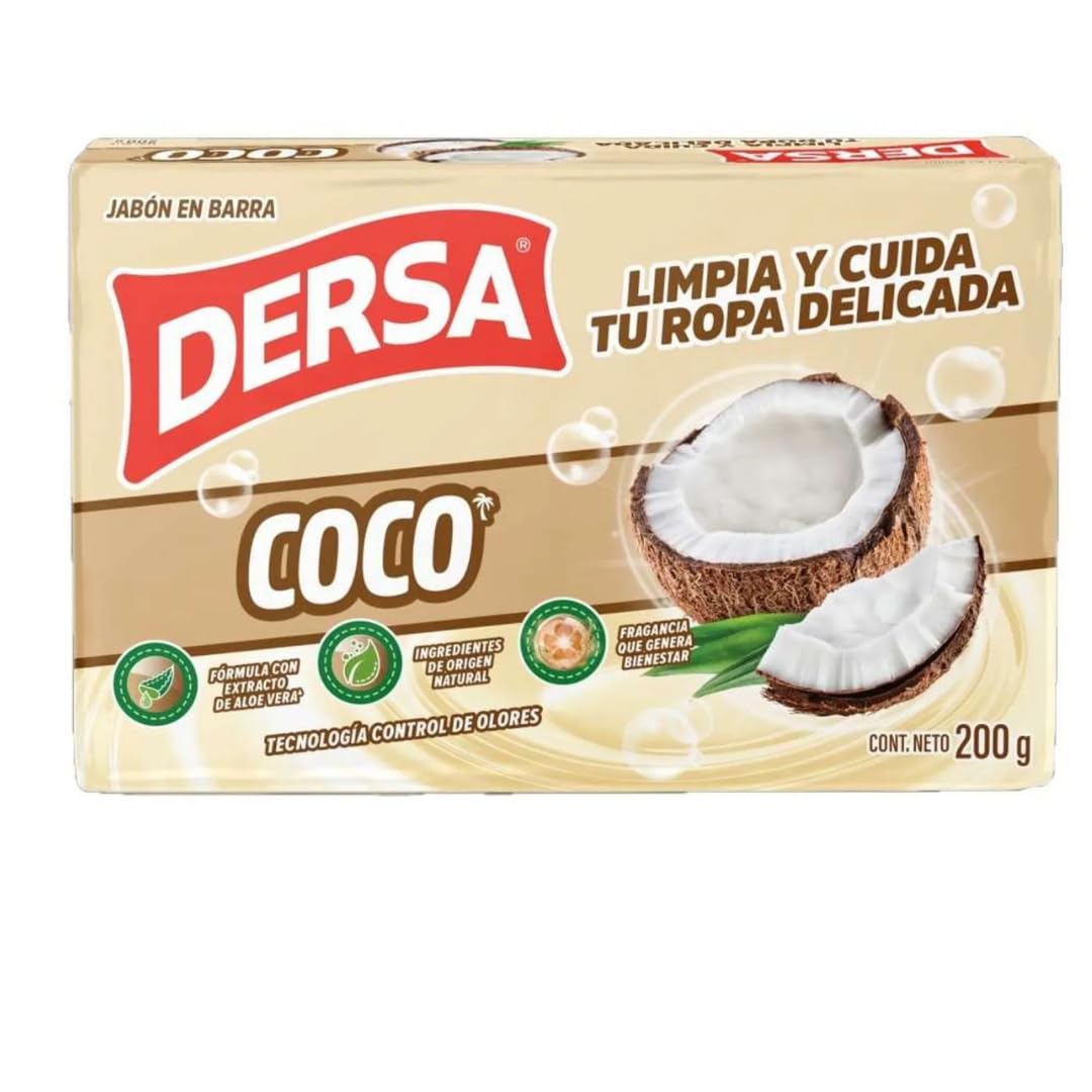 Generic Dersa Coco bar soap front view for gentle cleaning and multipurpose use.