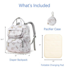 Generic Diaper Bag Backpack Cream White interior organized view shows 14 pockets for quick access.
