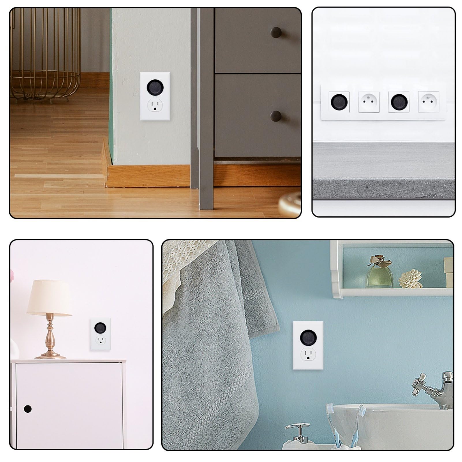 Generic family safety outlet covers in kitchen and bedroom use