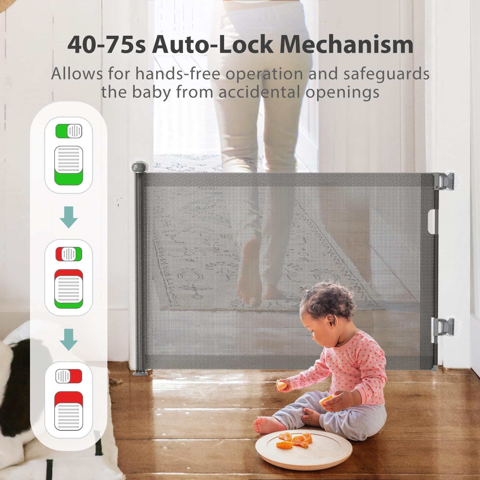 Generic gate 41-inch height and 55-inch width fits stairs and doorways with confident coverage