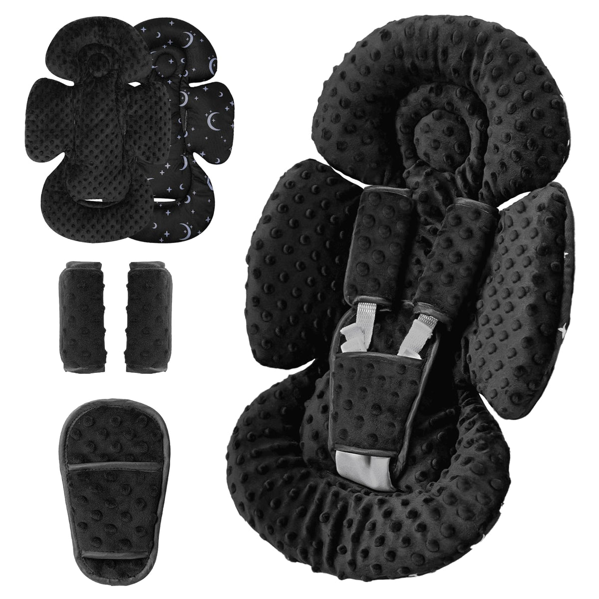 Generic infant insert demonstrates universal compatibility for swings and car seats, enhancing versatility.