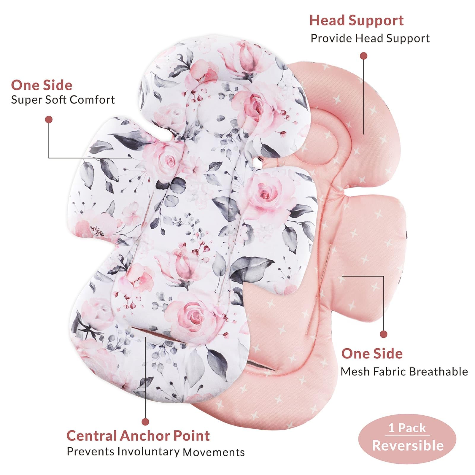 Generic Infant Seat Insert Pink Floral lifestyle scene with baby comfort in view.