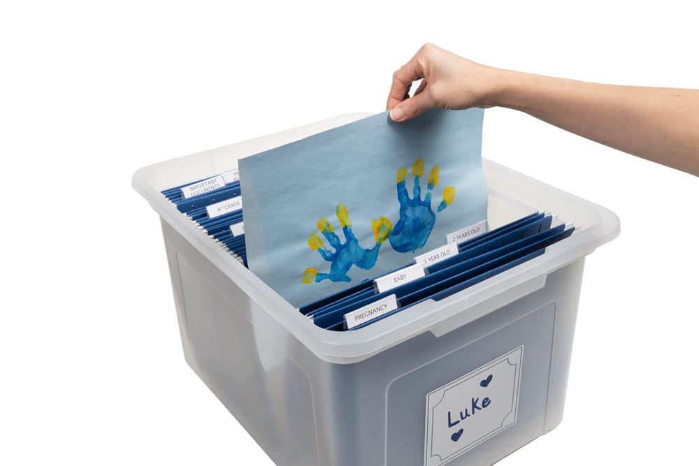 Generic Kid's Memory Keepsake Box adhesive labels help mark bins.