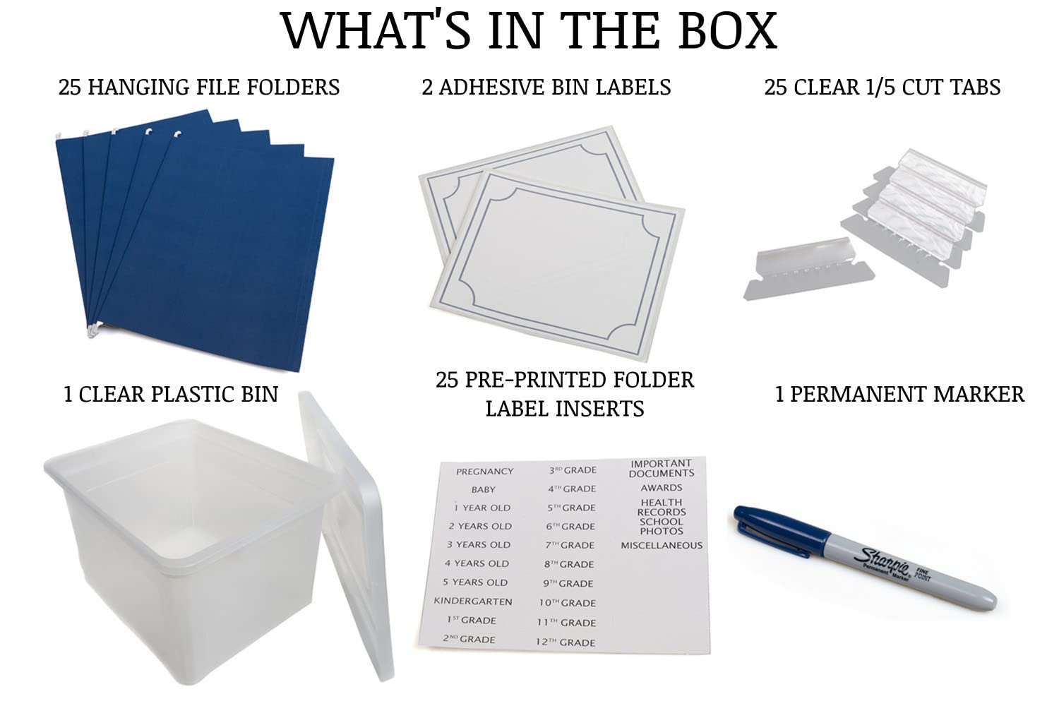 Generic Kid's Memory Keepsake Box hanging folders organize photos for quick retrieval.