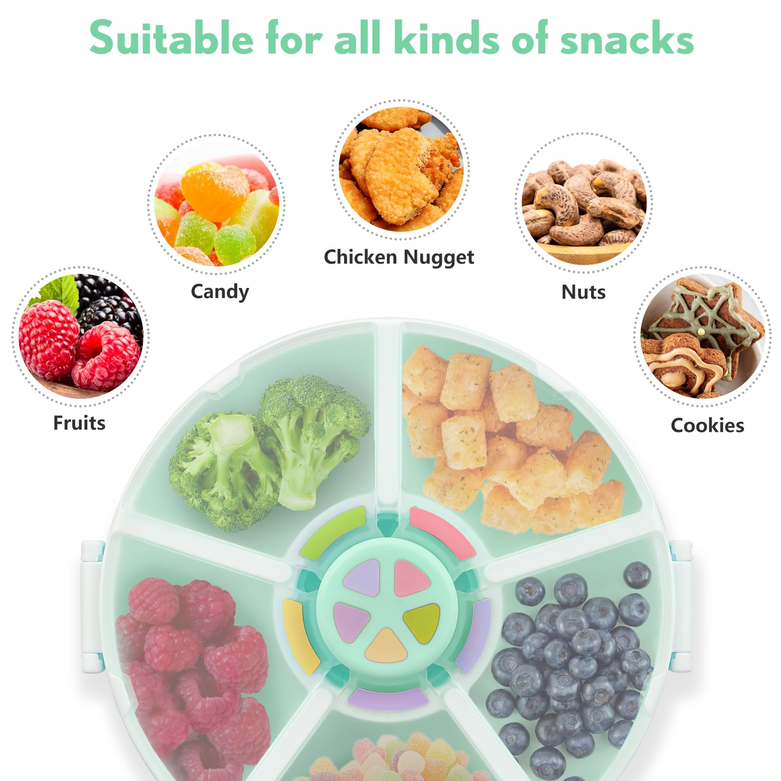 Generic Kids Original Snack Spinner BPA and PVC free for worry-free meals.