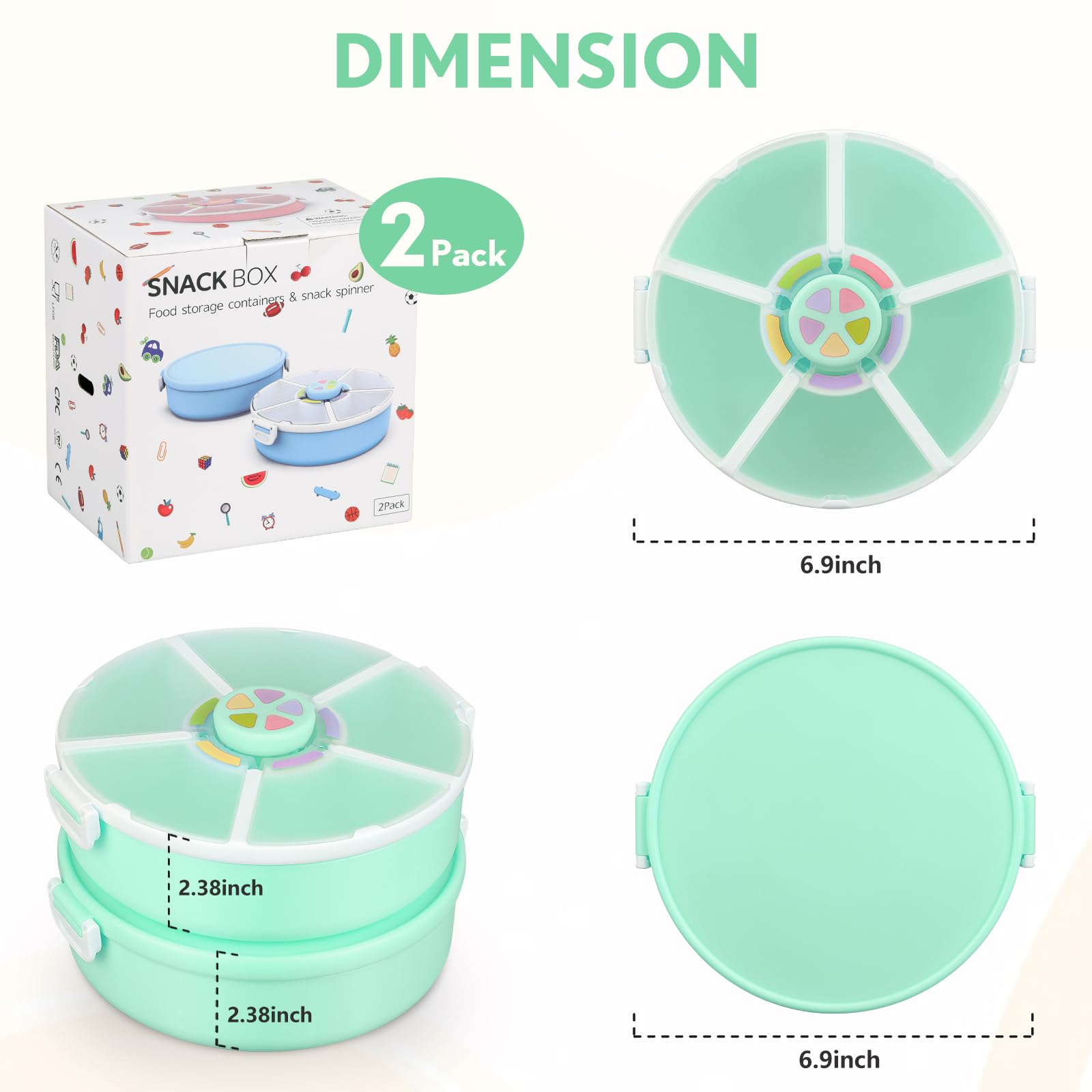 Generic Kids Original Snack Spinner on-the-go design reduces mess during travel.