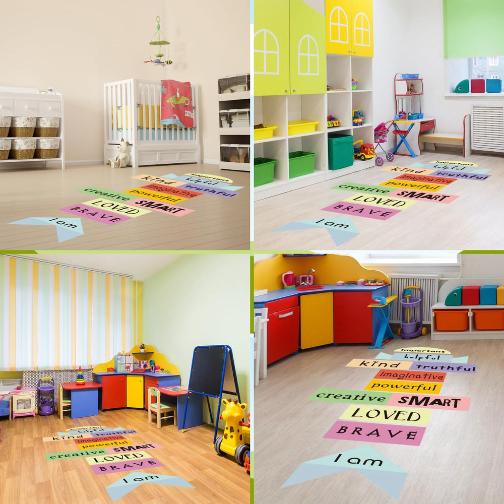 Generic kids room decor hopscotch design encouraging creativity and movement.