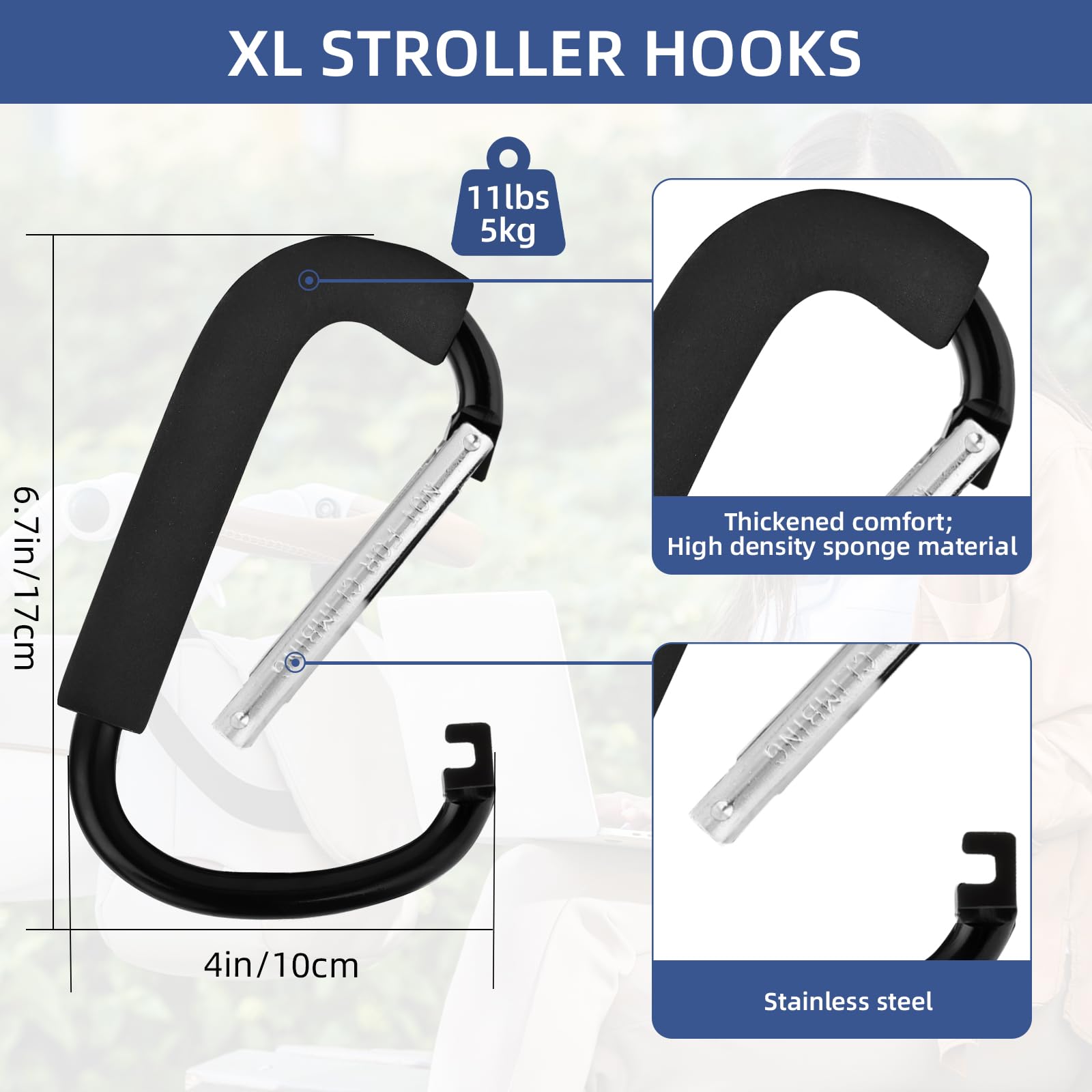 Generic extra-large carabiner clip supports up to 30 kg for daily loads.