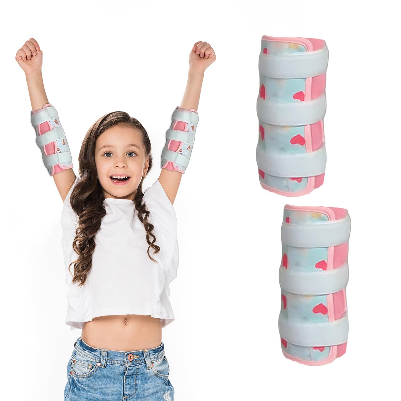 Generic Love elbow immobilizer pair supports habit deterring wear for kids.