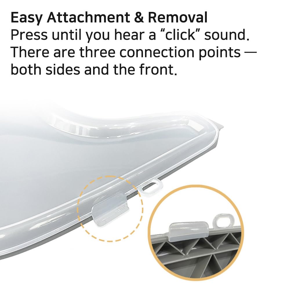 Generic Lunell tray cover side hooks provide tether strap convenience.