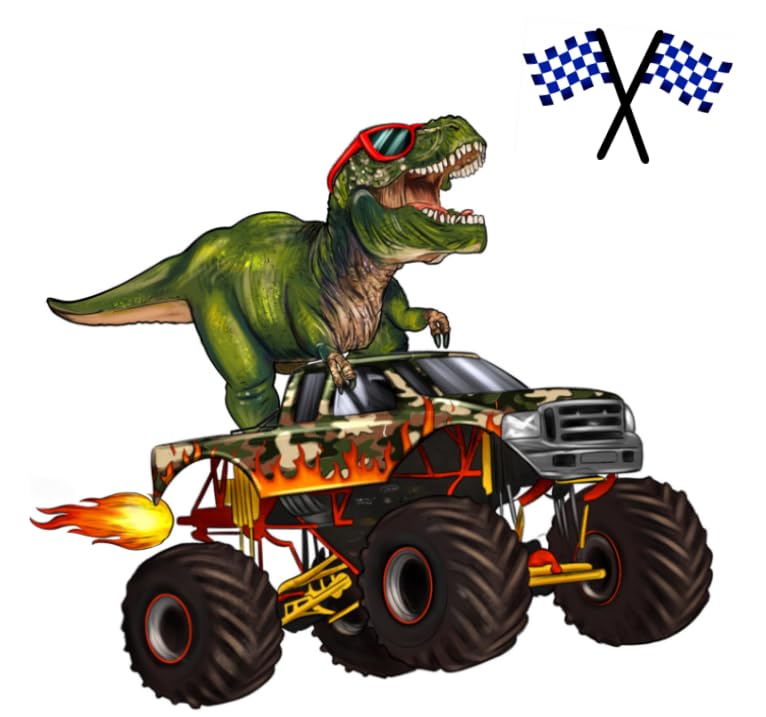 Generic Monster Dinosaur Truck Wall Decal close-up on vinyl detail for kid-friendly decor