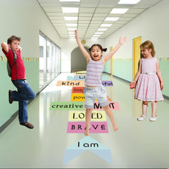 Generic motivational quotes hopscotch decal to inspire confident, playful learning.