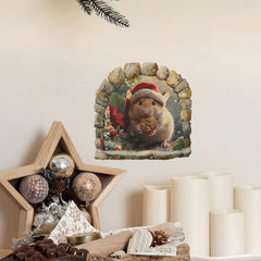 Generic mouse hole wall sticker on wall creates a playful scene at home.