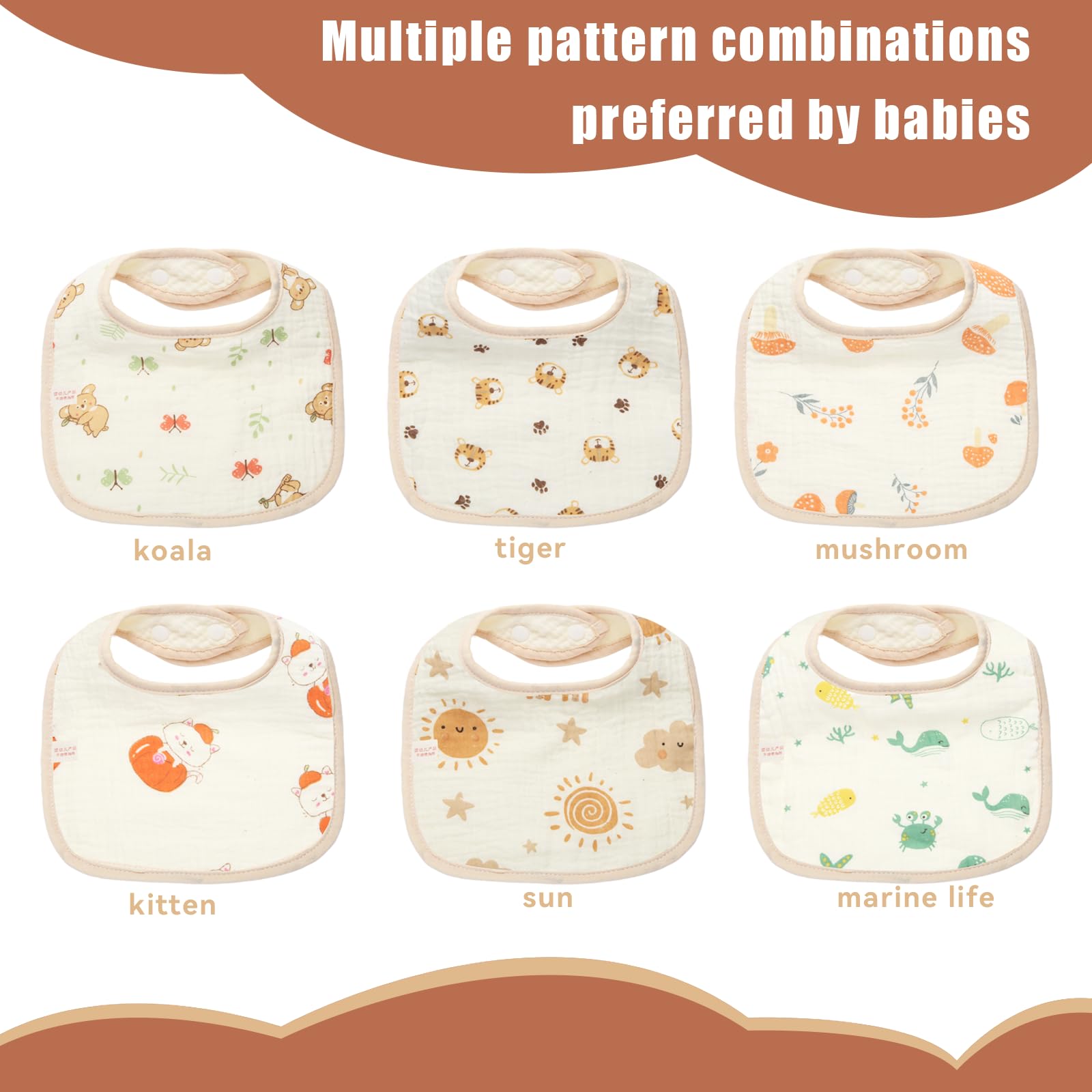 Generic Muslin Baby Bibs keeps baby dry during drool and teething.