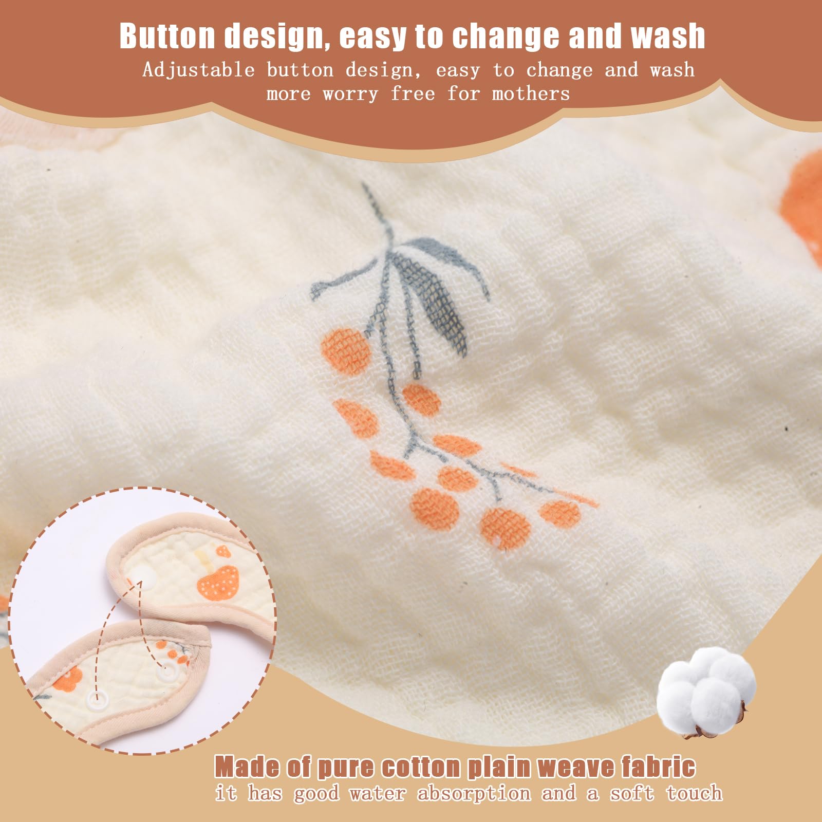 Generic Muslin Baby Bibs ultra-soft breathable cotton for all day comfort.