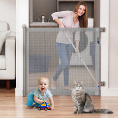 Generic no-drill retractable gate stairs-setup demonstrates versatile mounting for stairs and walls