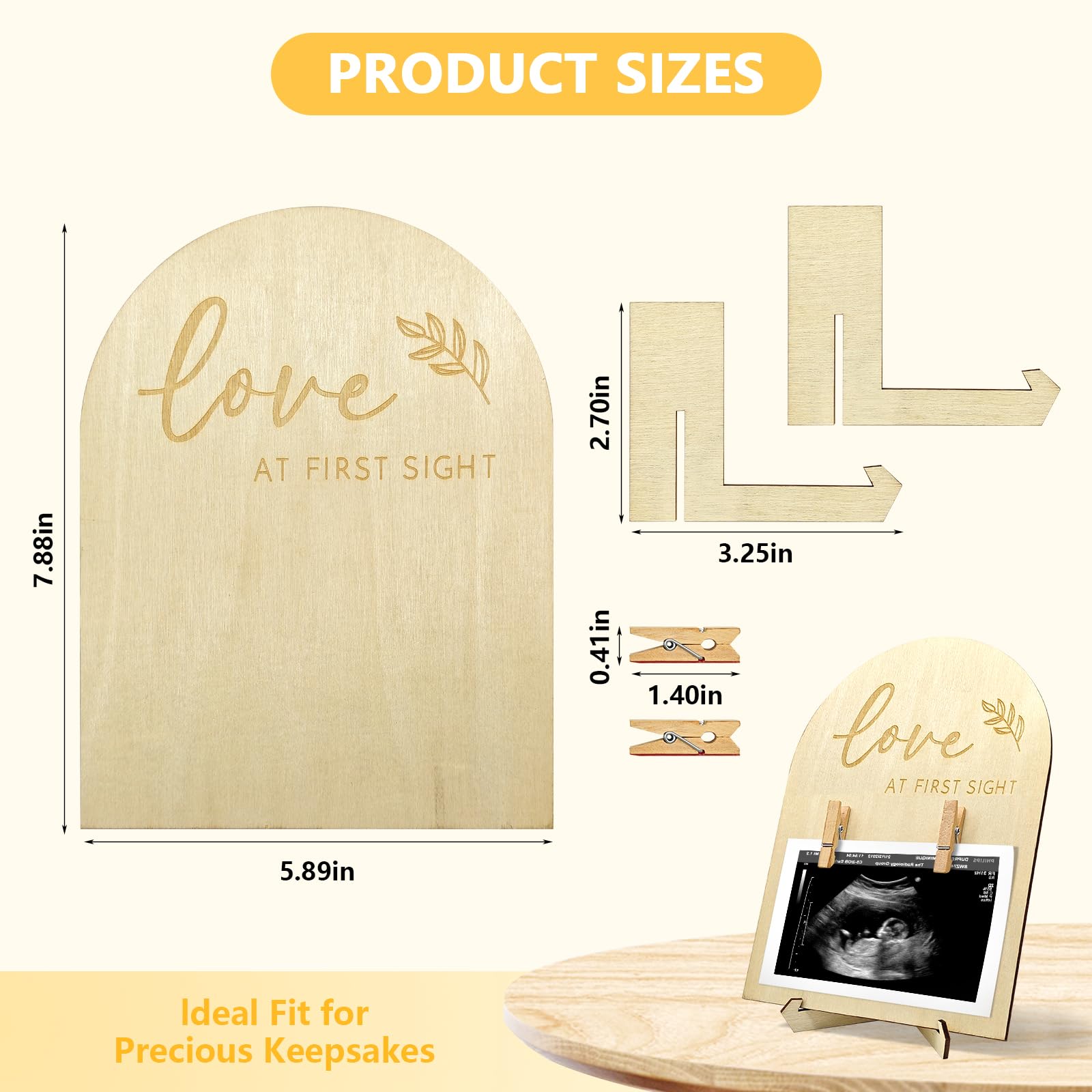 Generic pregnancy-announcement frame with ink pad for handprints and keepsake birth details.