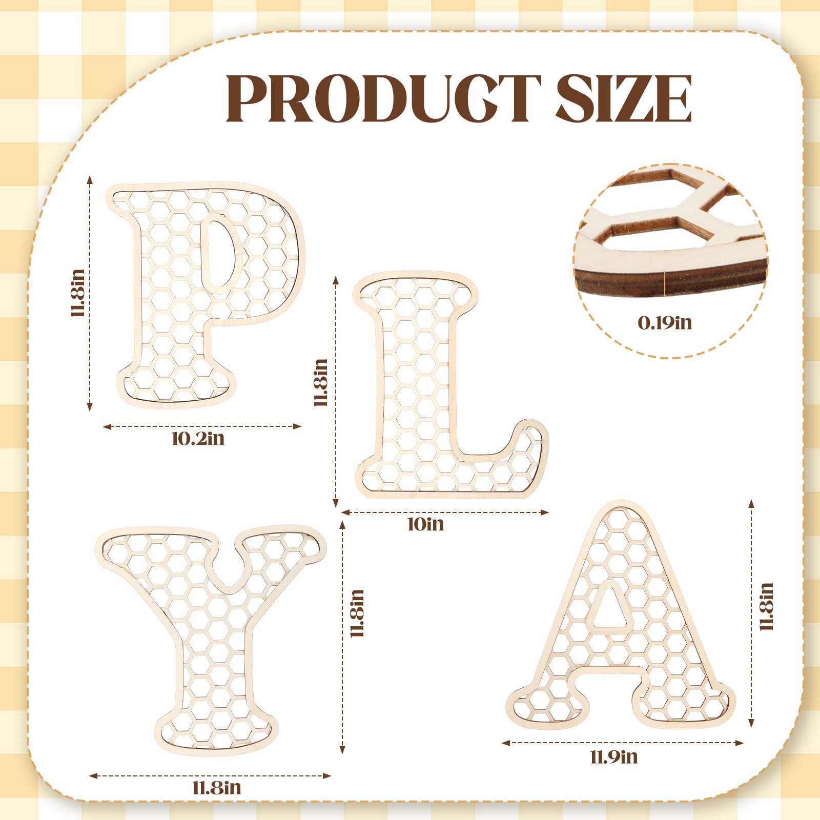 Generic Rattan play letters close-up showcasing hexagonal design and natural wood tone.
