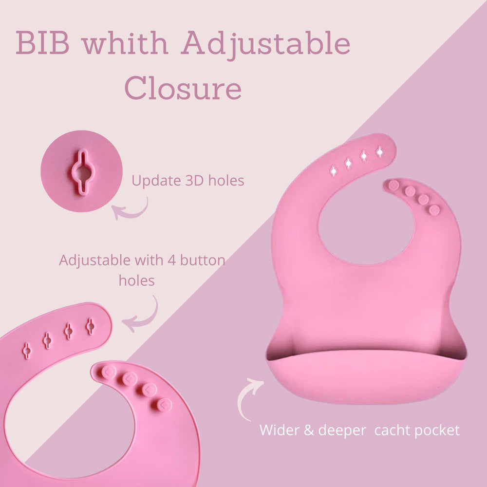 Generic silicone baby feeding set suction bowl secures to trays to prevent spills.