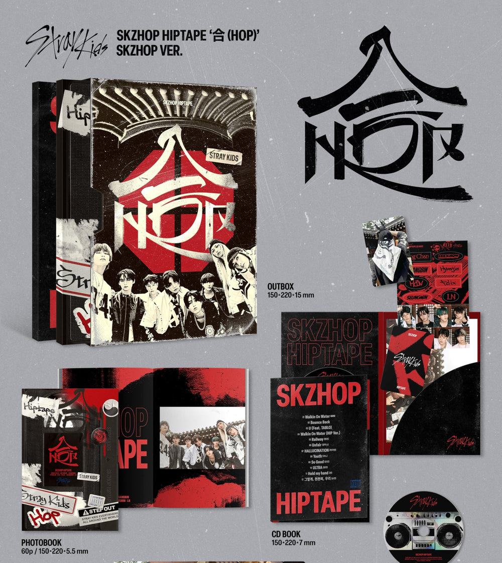 Generic Stray Kids SKZHOP hipTape poster and sticker set included with the album.