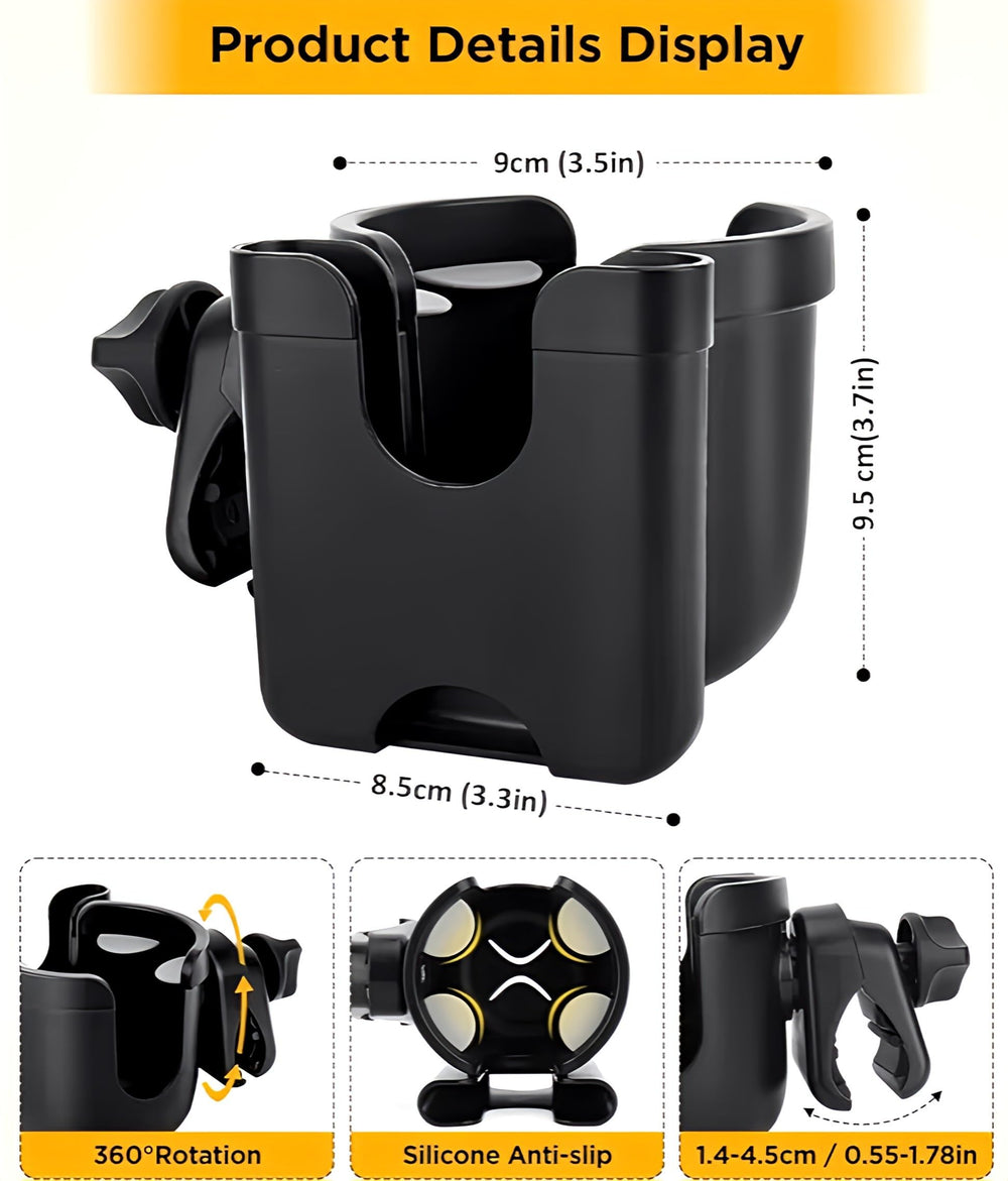 generic easy-install on stroller, bike, wheelchair, or walker handlebars