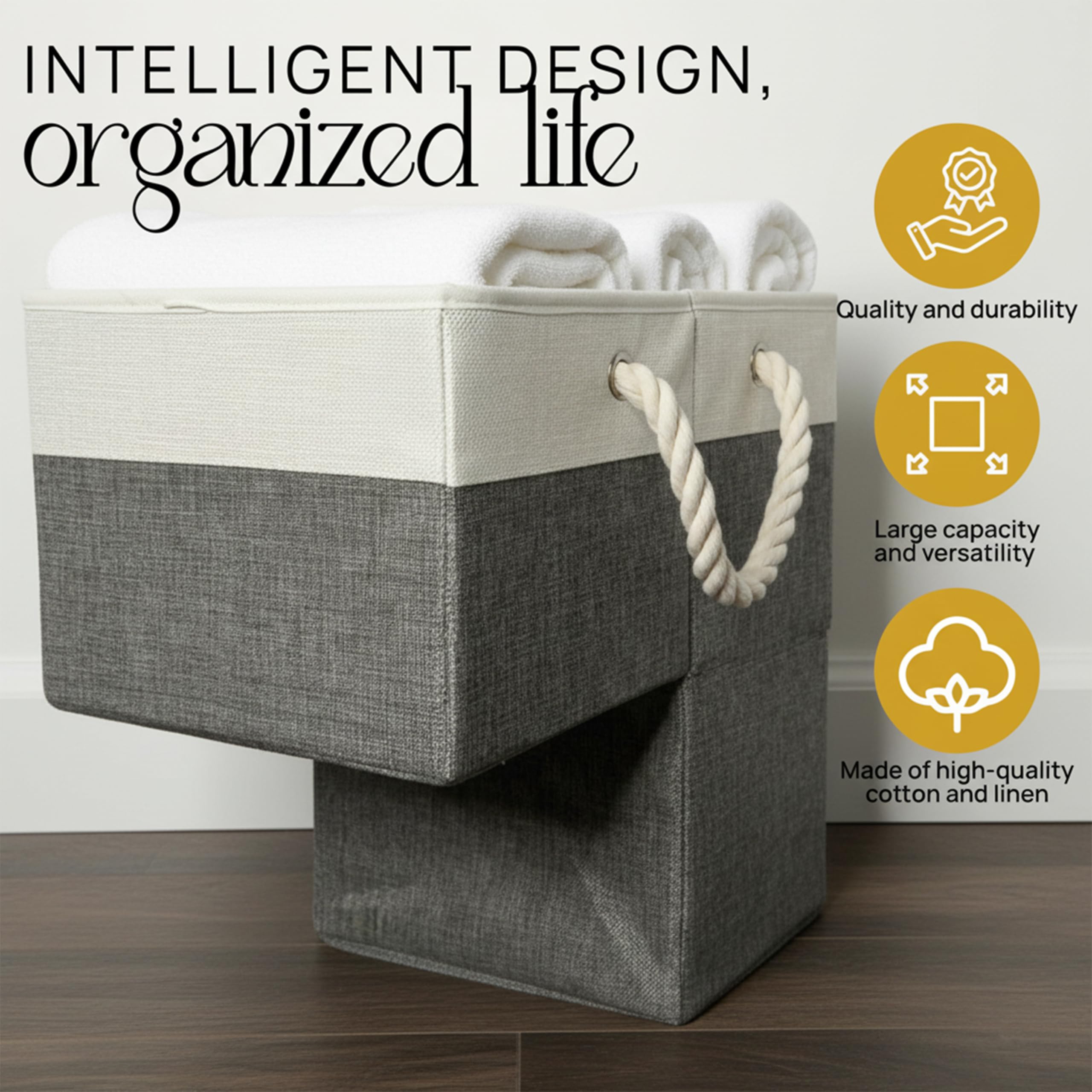 Generic Thiella stair basket durable fabric design maintains shape even when empty