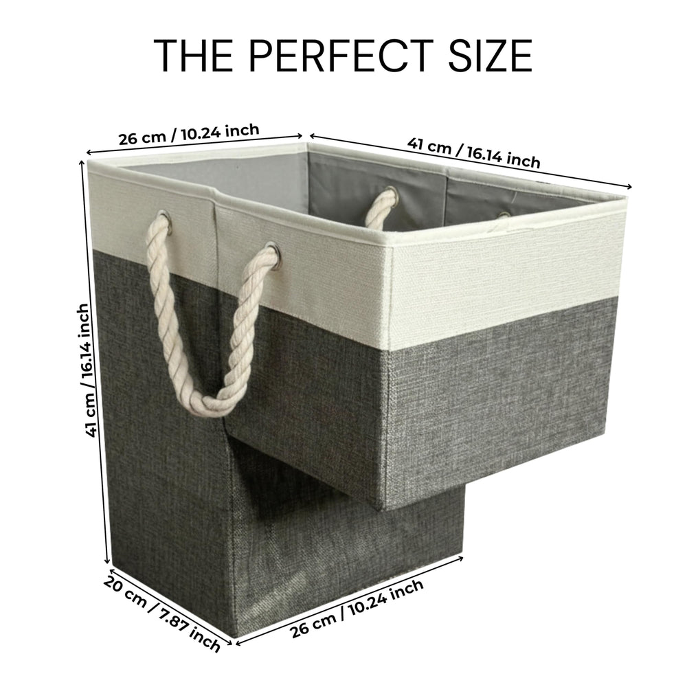 Generic Thiella stair basket handle closeup highlights reinforced grommets for sturdy carrying