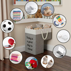 Generic Thiella stair basket toy organizer on carpeted stairs keeps play items accessible