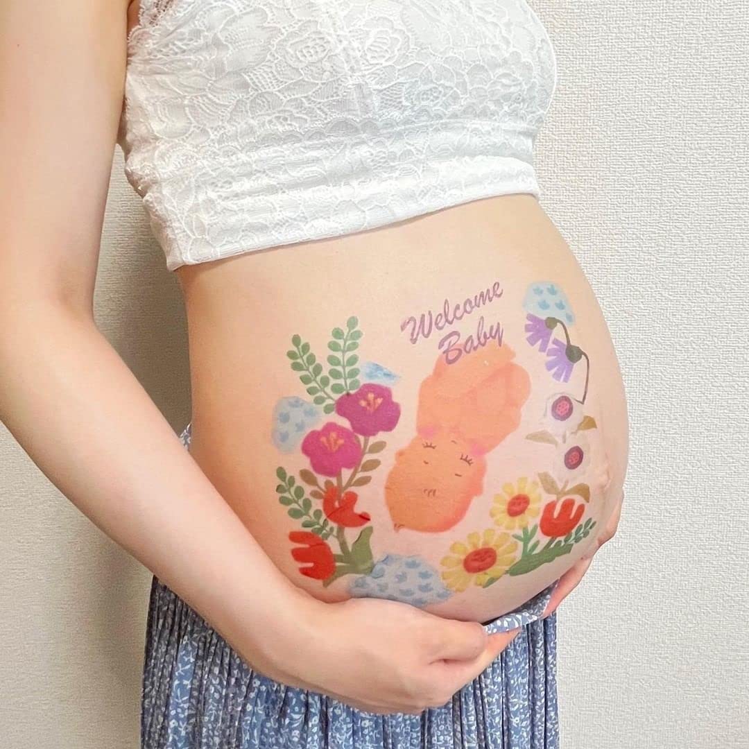 Generic Tuzuru pregnancy belly stickers on tummy showcase stylish non-toxic decor