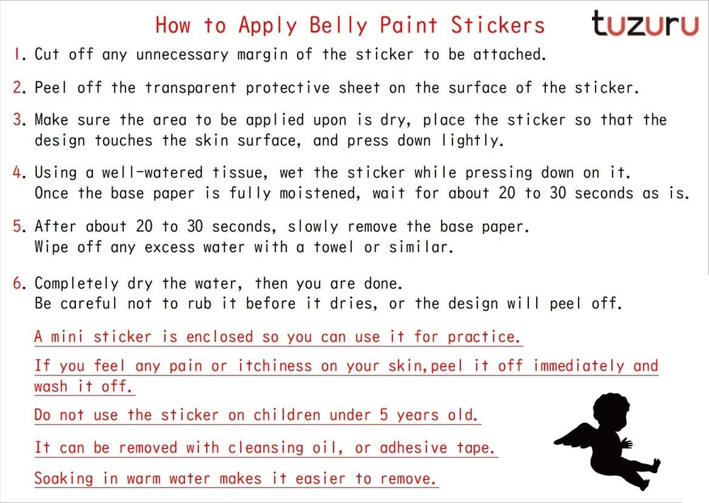 Generic Tuzuru pregnancy belly stickers removal with baby oil demonstrates easy take-off