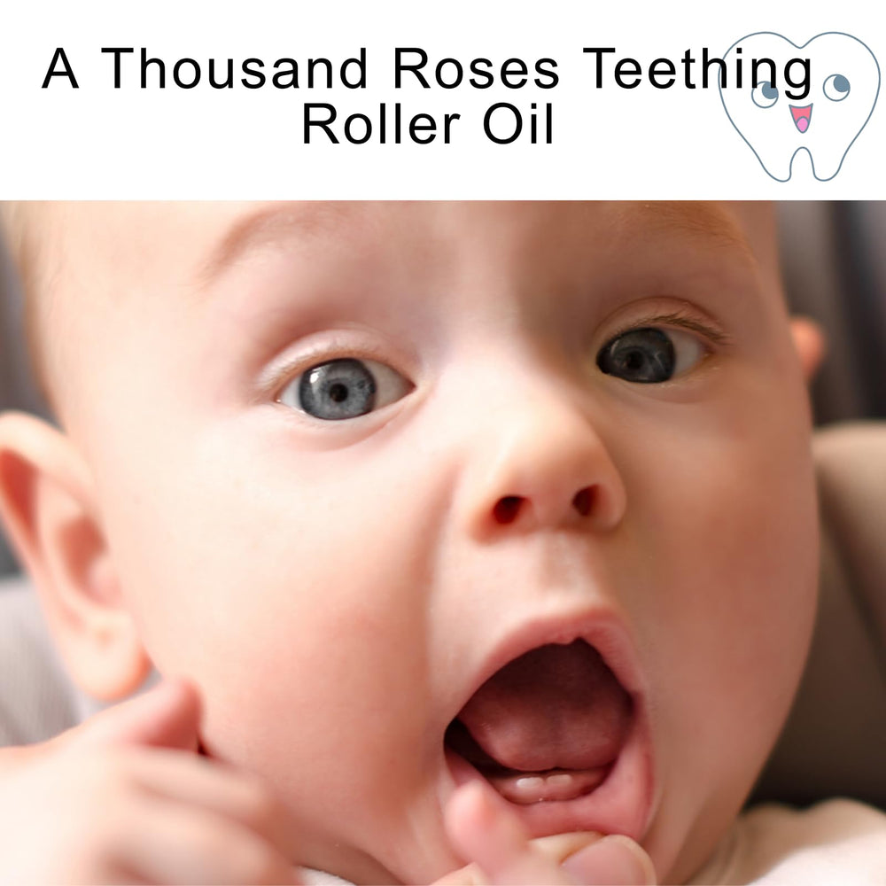 Generic Velaria teething roller baby-smile image suggesting momentary comfort