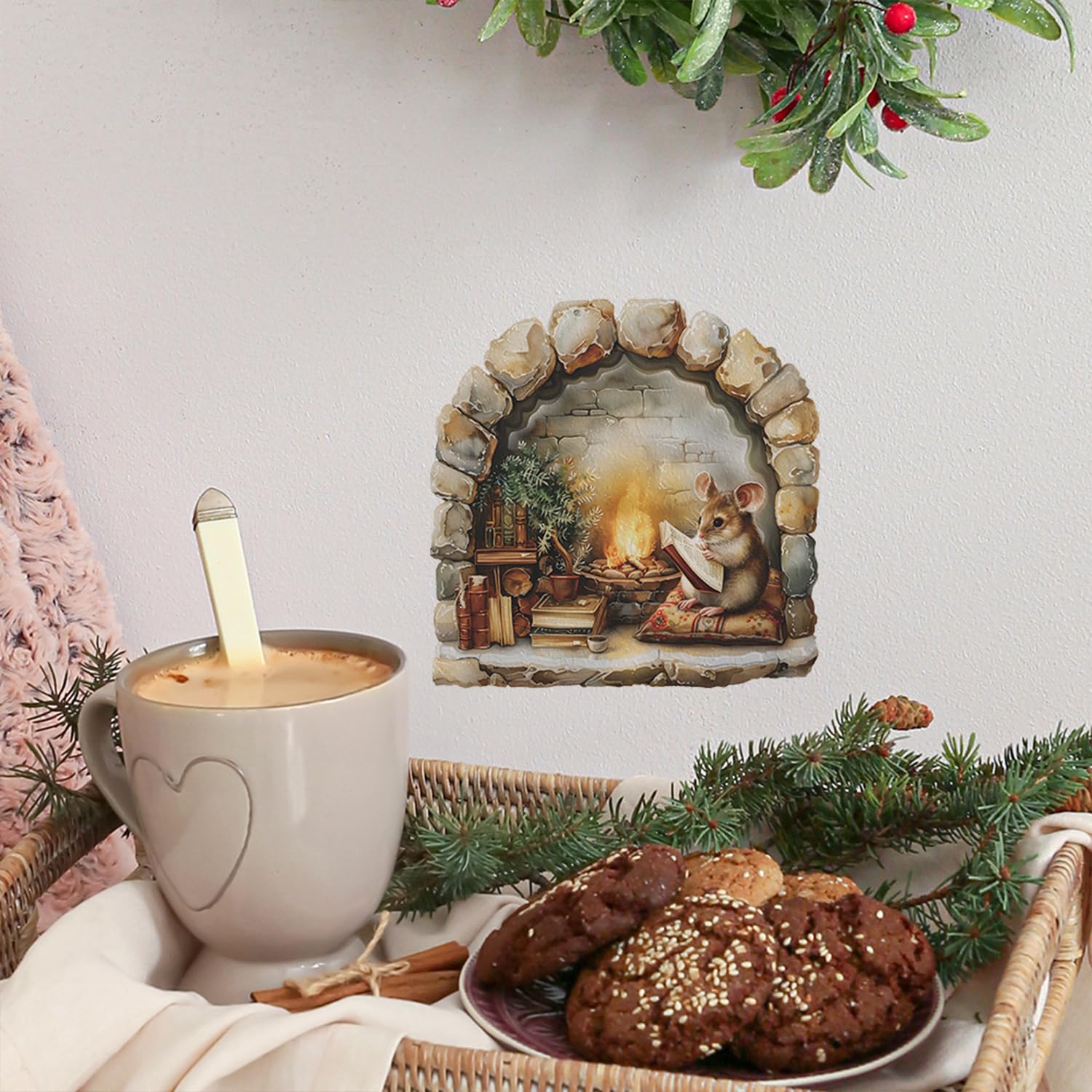 Generic waterproof PVC mouse hole wall sticker stays clean and durable.