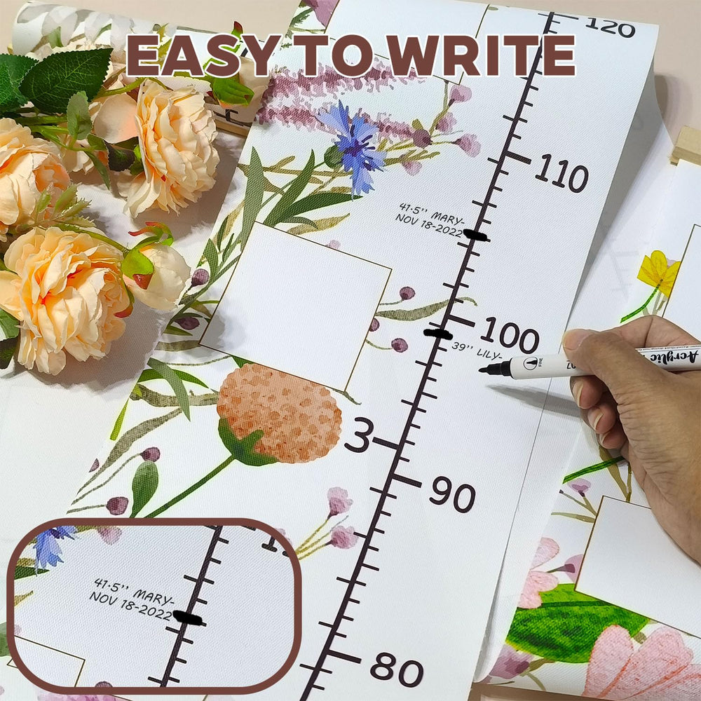 Generic Wild Natural Flowers growth chart installation using top string for damage-free hanging