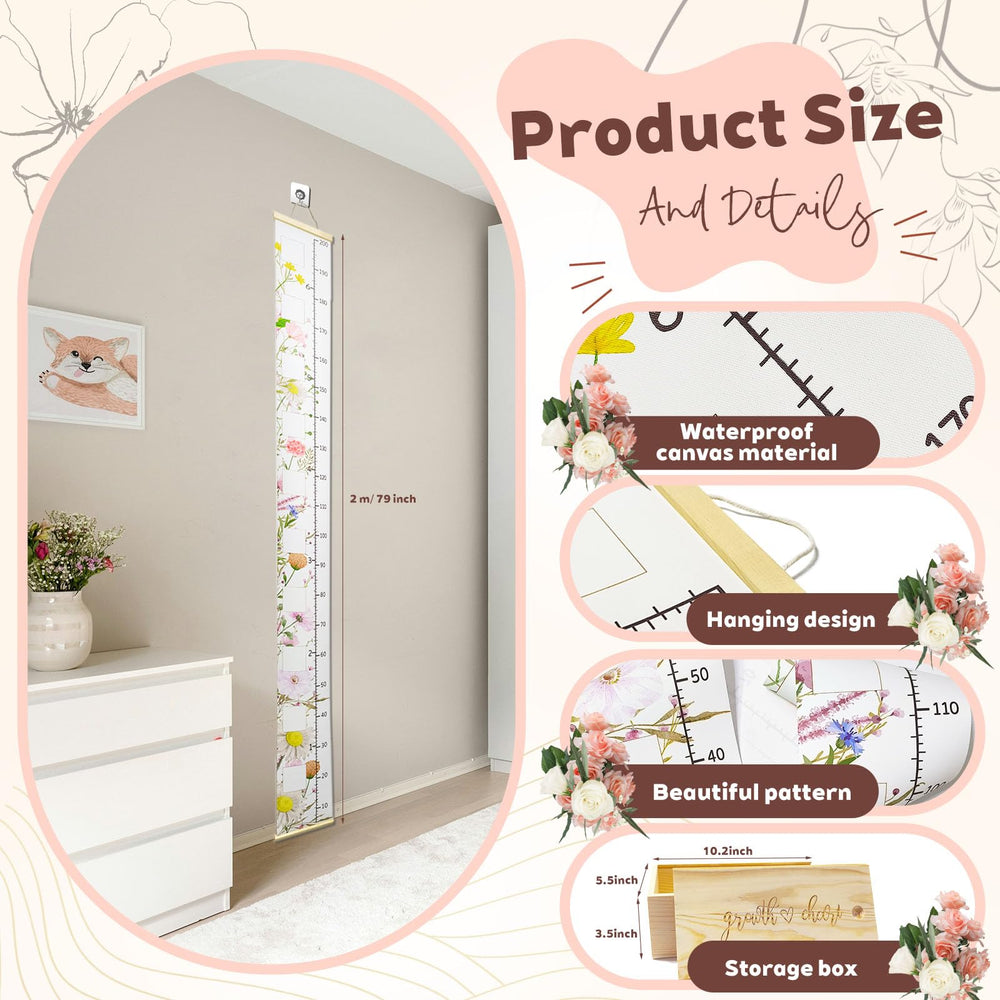 Generic Wild Natural Flowers keepsake box paired with chart for milestone photos