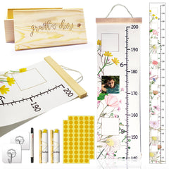 Generic Wild Natural Flowers growth chart wall mount with watercolor design for nursery height tracking