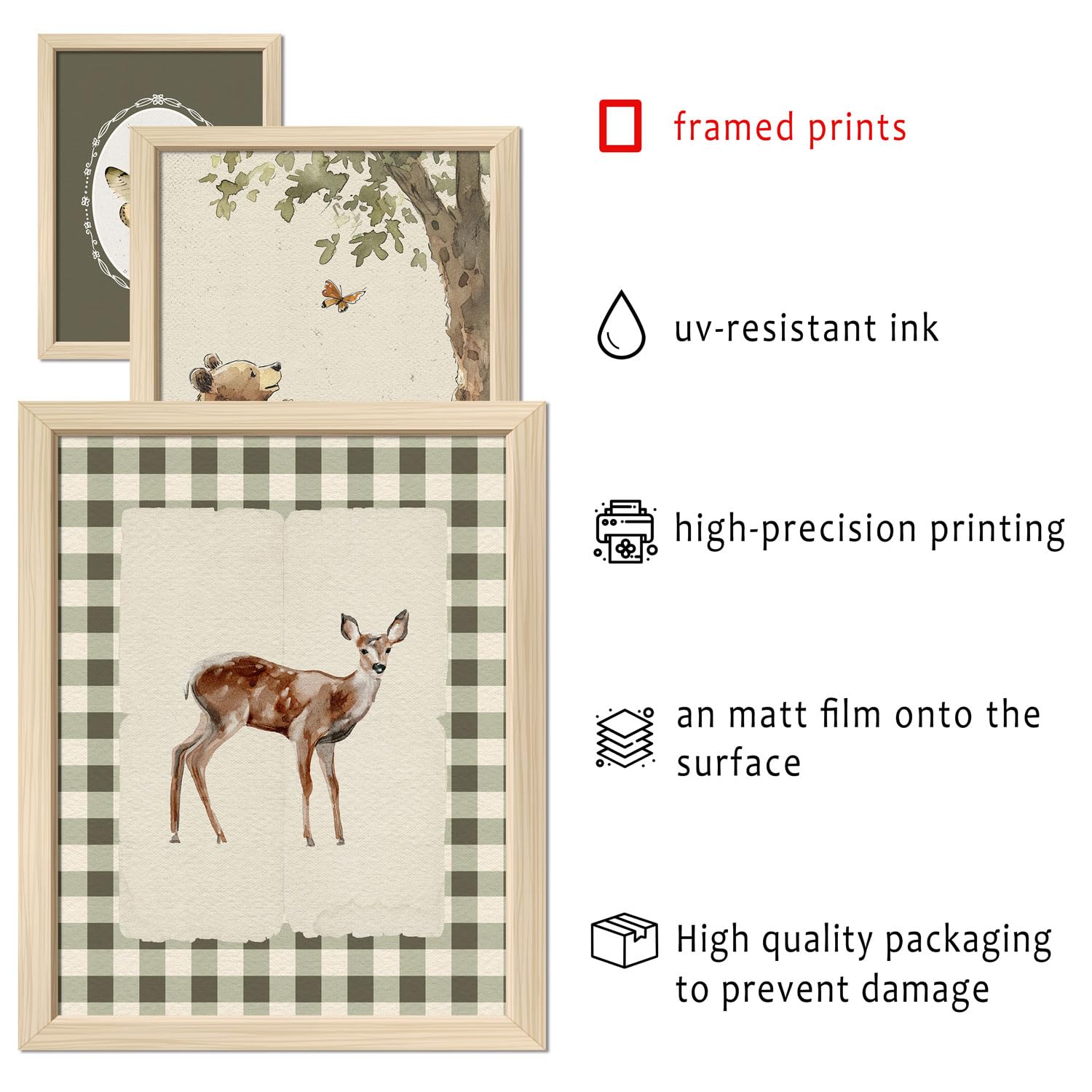 Generic woodland nursery wall art goose print brightens play areas with color.