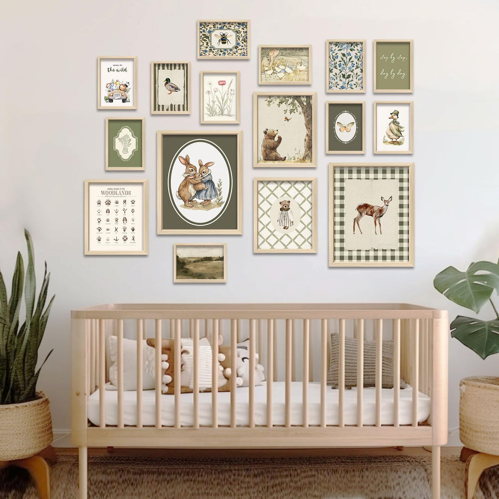 Generic woodland wall art trees-and-sky design blends with modern decor.