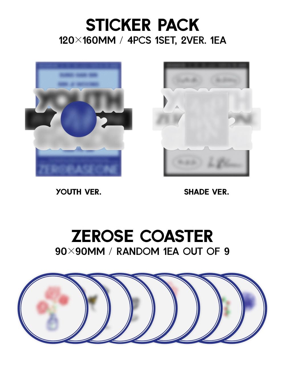 Genie Music ZEROBASEONE Youth in the Shade SHADE ver back cover design adds visual depth for display.