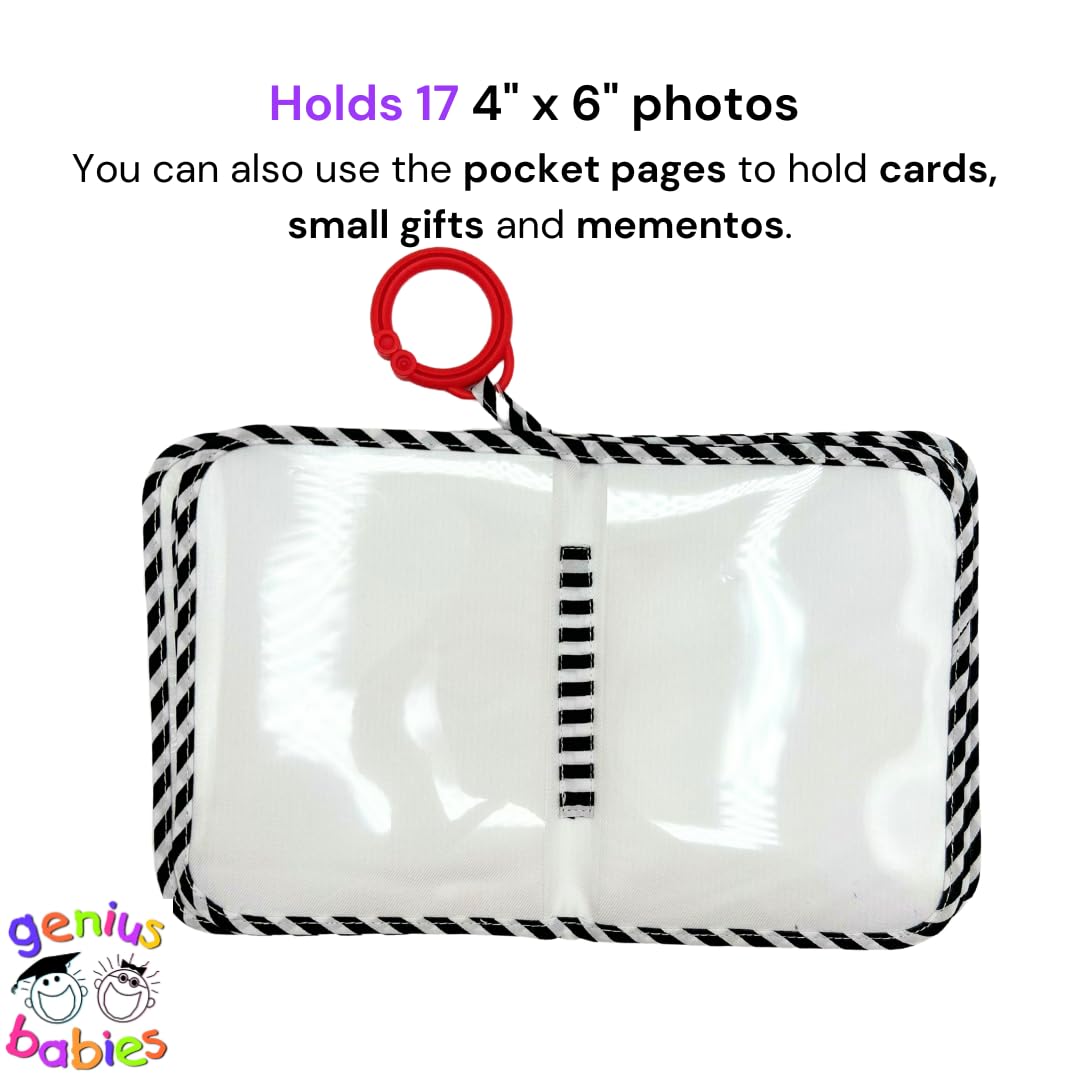 Genius Baby Toys photo book with mirror feature encourages baby curiosity and self-recognition.