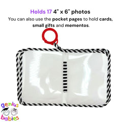 Genius Baby Toys photo book with mirror feature encourages baby curiosity and self-recognition.
