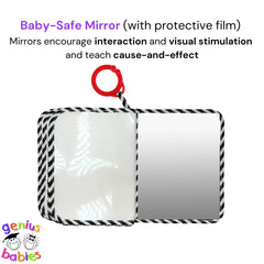 Genius Baby Toys photo book with wipe-clean pages to simplify cleanup after messy moments.