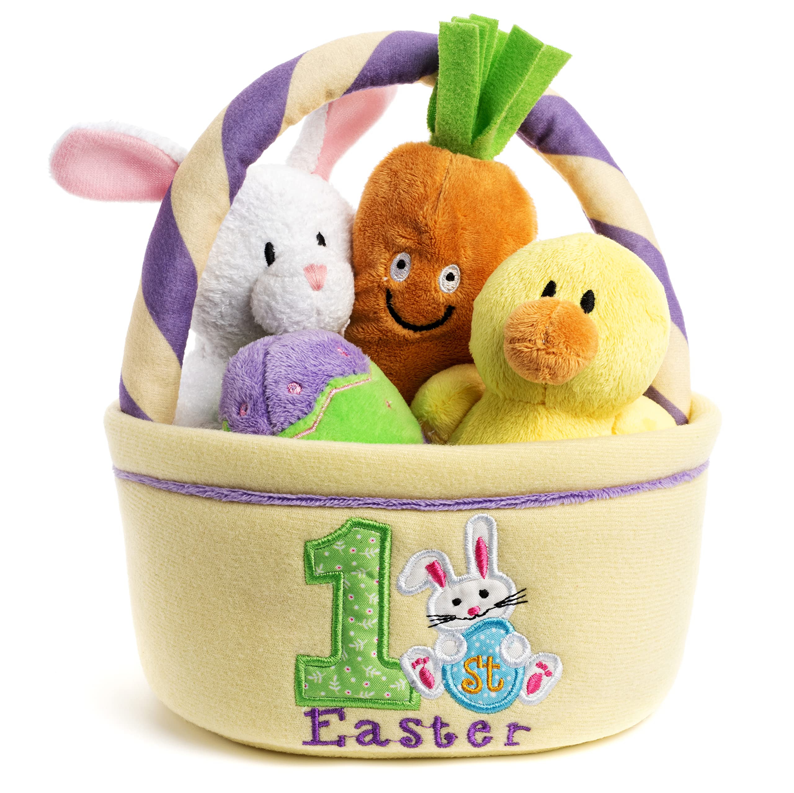 Genius Baby Toys Easter bunny plush highlighting soft plush texture for cuddling and soothing play.