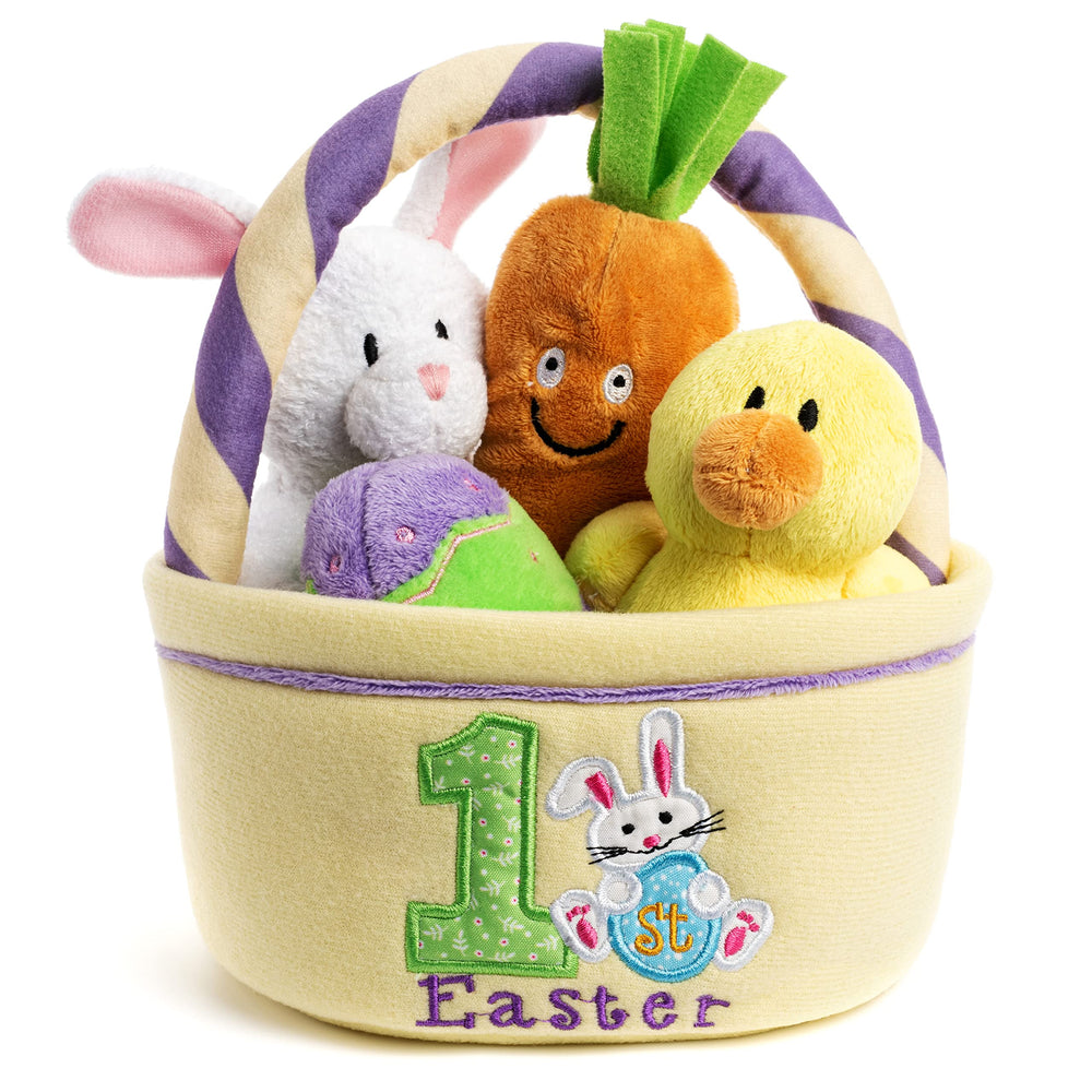 Genius Baby Toys Easter bunny plush highlighting soft plush texture for cuddling and soothing play.