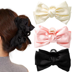 GeoGeoDIY 3pc large satin bow clips secure and stylish.