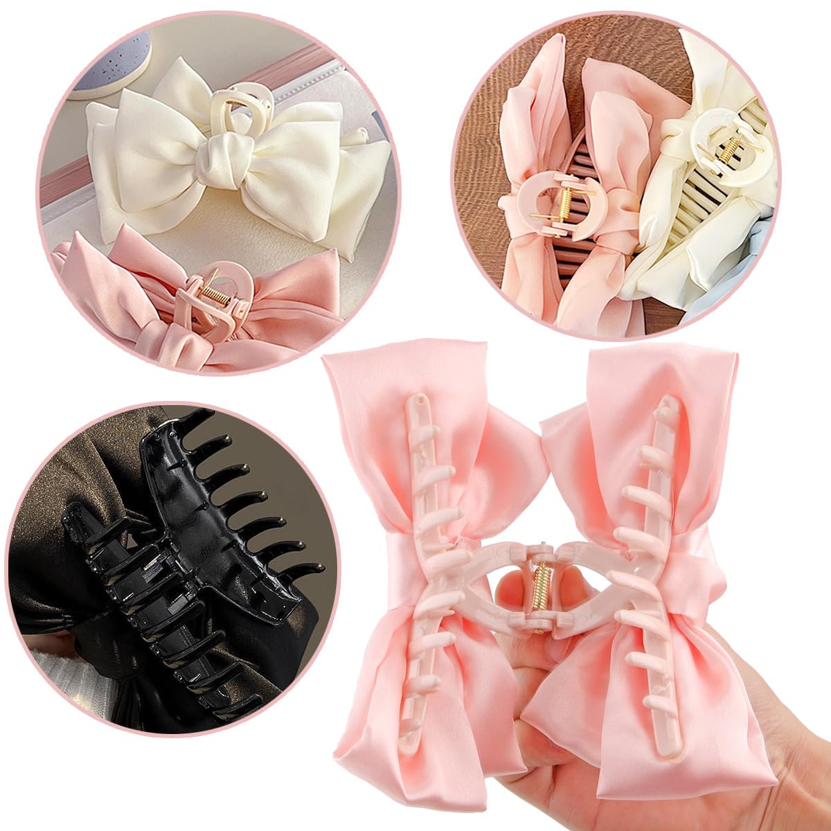 GeoGeoDIY bow clip on thick hair demonstrates strong grip.