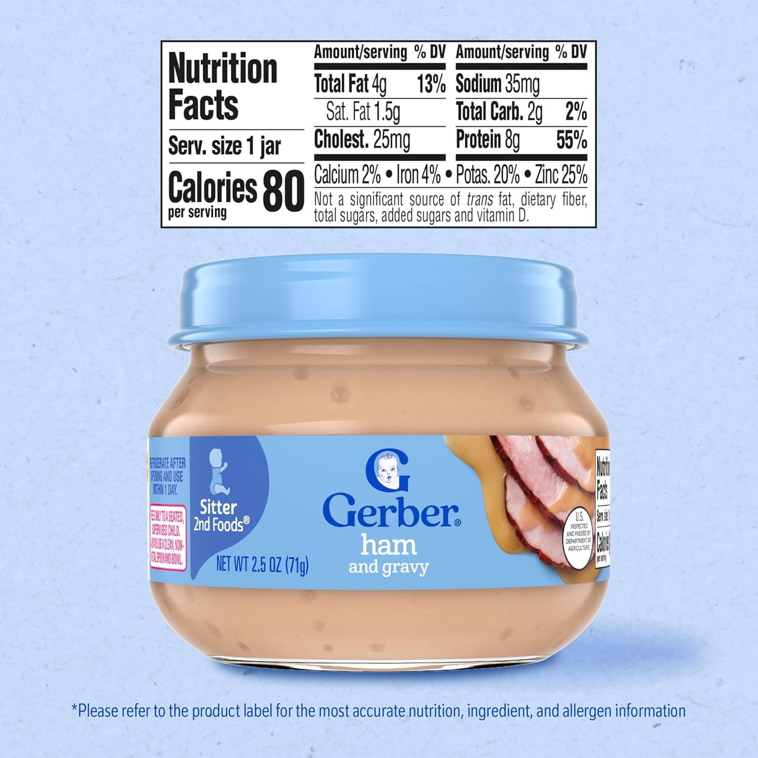 Gerber 2nd Foods ingredients closeup highlights non-GMO status and purity.