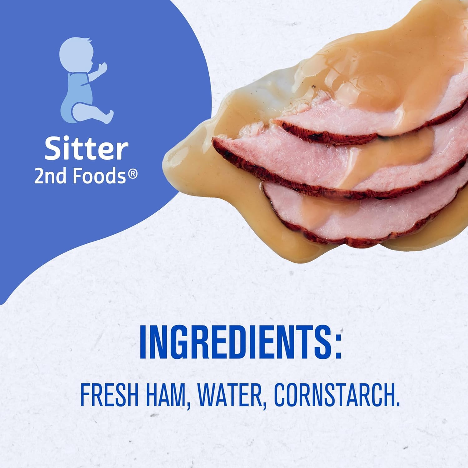Gerber 2nd Foods Mealtime nutrition info badge indicates protein and zinc.