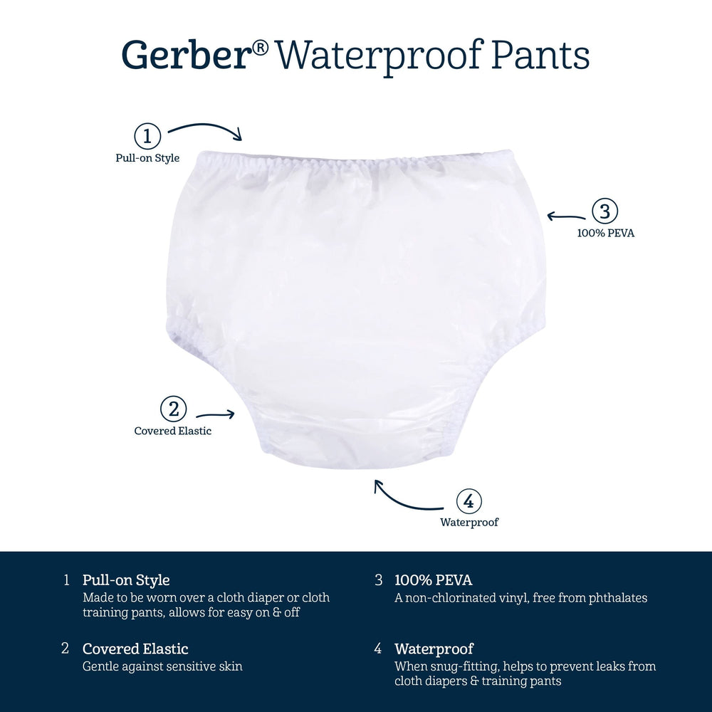 Gerber easy-clean diaper cover wipes clean quickly for reuse.